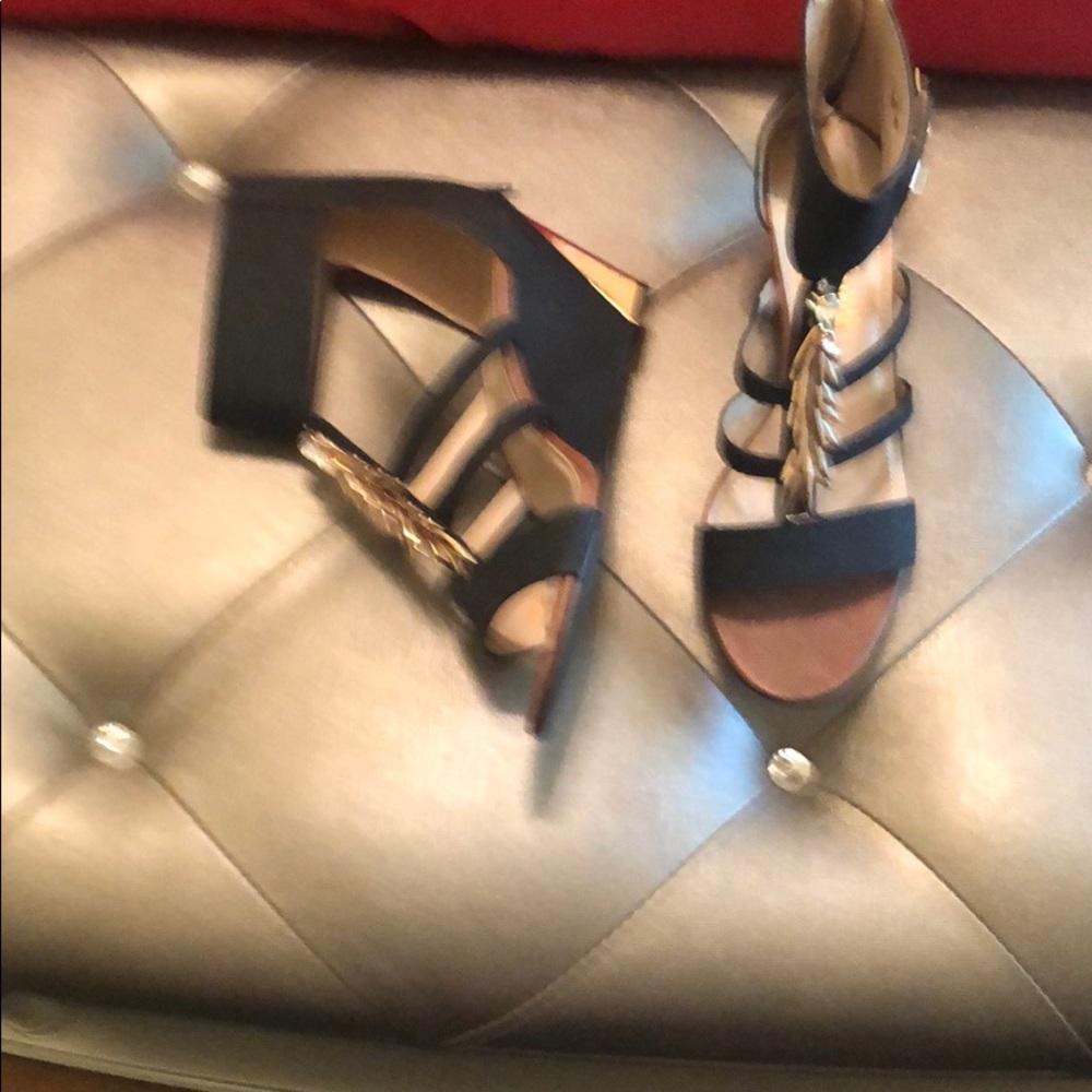 Black wedge sandals